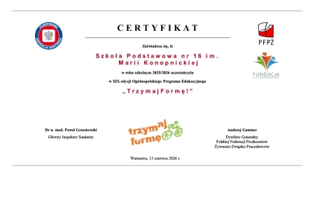 XIX edycja programu „Trzymaj Formę!” w naszej szkole